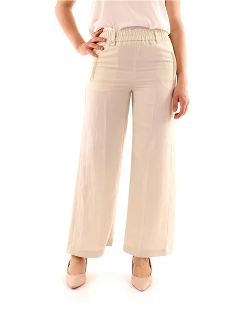 Vicolo pantaloni palazzo donna misto lino nero