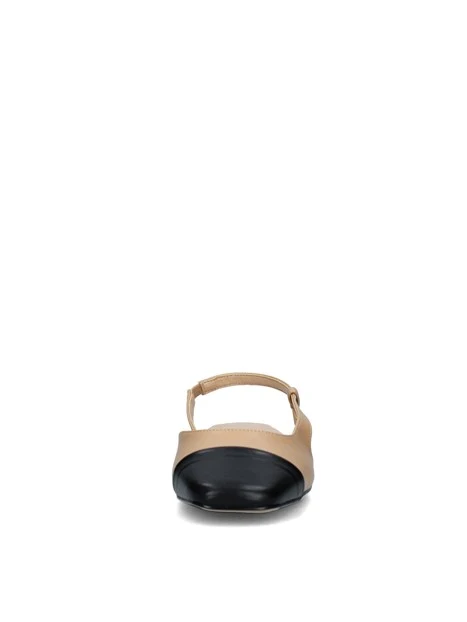 SLINGBACK BASSE CON PUNTA COLORATA E SOLETTA IN PELLE DONNA NERO