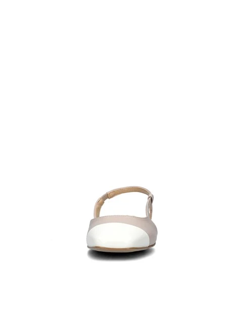 SLINGBACK BASSE CON PUNTA COLORATA E SOLETTA IN PELLE DONNA BEIGE BIANCO