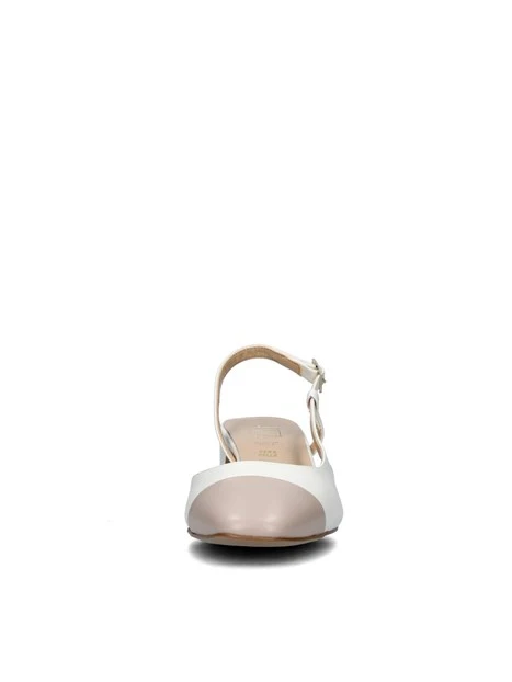 SLINGBACK CON PUNTA COLORATA E SOLETTA IN PELLE DONNA BIANCO BEIGE