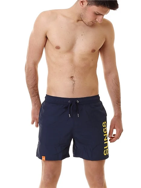 COSTUME A BOXER CON LOGO LATERALE UOMO BLU