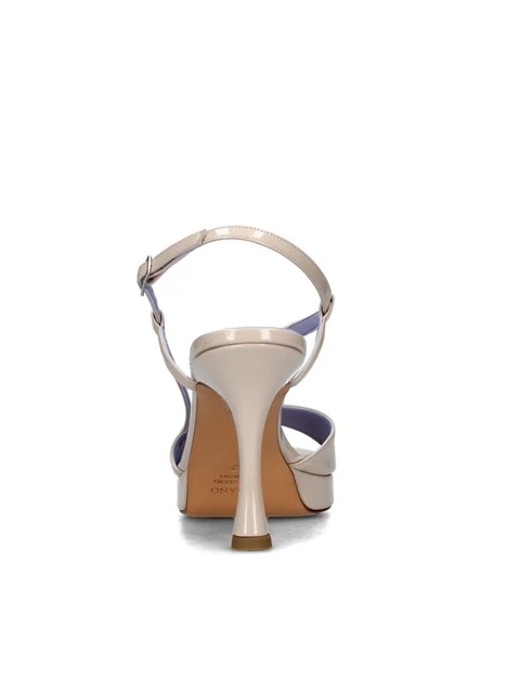 SANDALI TACCO ALTO LUCIDI DONNA BEIGE