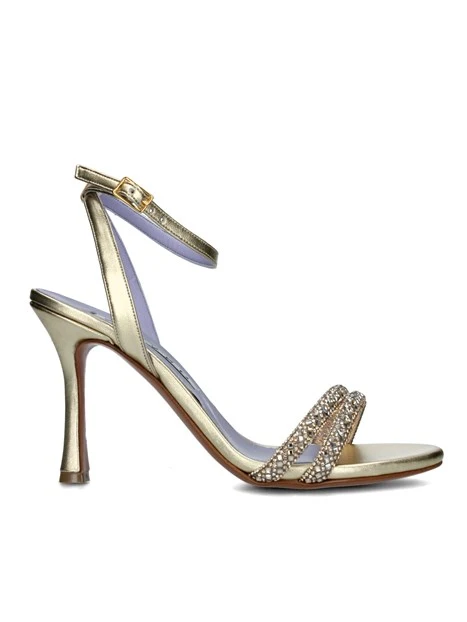 SANDALI TACCO ALTO CON STRASS DONNA ORO