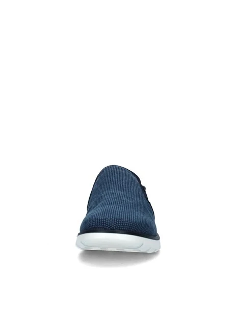 SNEAKERS SLIP ON CON TRAMA A RICAMI UOMO BLU