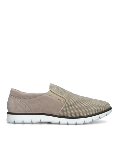 SNEAKERS SLIP ON CON TRAMA A RICAMI UOMO BEIGE