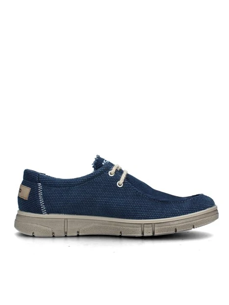 MOCASSINI CON LACCI IN CORDA E SOLETTA IN PELLE UOMO BLU JEANS