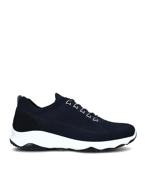 SNEAKERS BASSE A MAGLIA CON LOGO AL TALLONE UOMO BLU