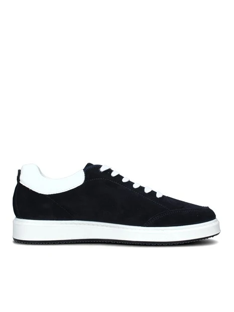 SNEAKERS BASSE SCAMOSCIATE CON LOGO LATERALE UOMO BLU