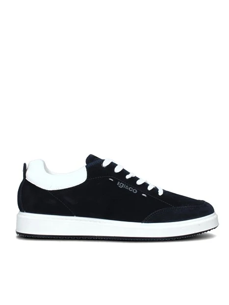 SNEAKERS BASSE SCAMOSCIATE CON LOGO LATERALE UOMO BLU