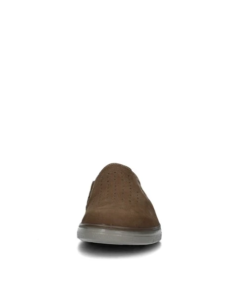 SNEAKERS SLIP ON TRAFORATE IN PELLE UOMO BEIGE