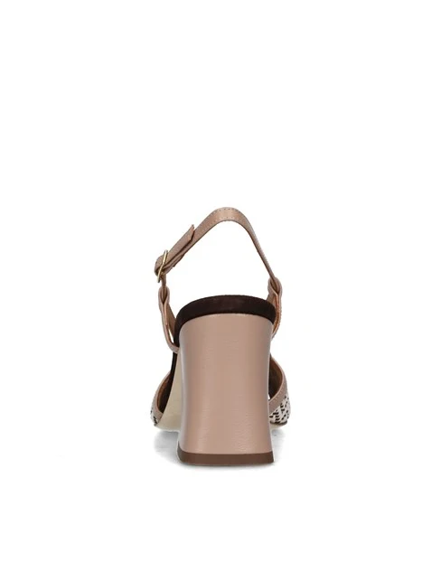 SANDALI TACCO ALTO CON RICAMI DONNA BEIGE