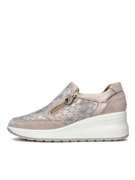 SNEAKERS SLIP ON CON ZEPPA E CERNIERA DONNA BEIGE