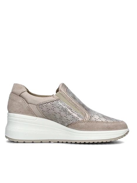 SNEAKERS SLIP ON CON ZEPPA E CERNIERA DONNA BEIGE