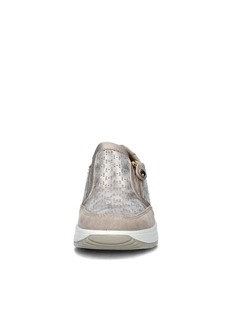 SNEAKERS SLIP ON CON ZEPPA E CERNIERA DONNA BEIGE