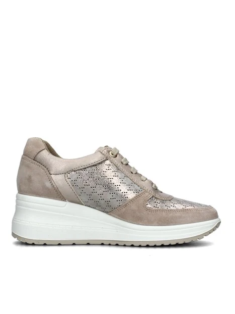 SNEAKERS PLATFORM CON DOPPIA CHIUSURA DONNA BEIGE