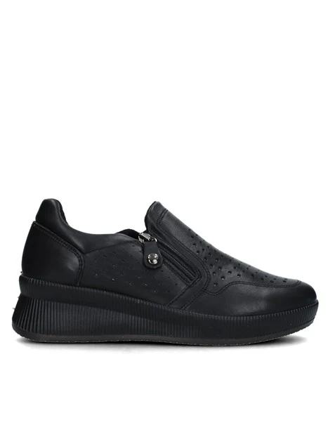 SNEAKERS SLIP ON CON ZEPPA E FORI DONNA NERO