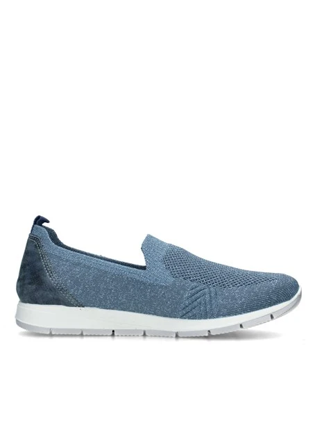 SNEAKERS SLIP ON IN TESSUTO E PELLE DONNA CELESTE