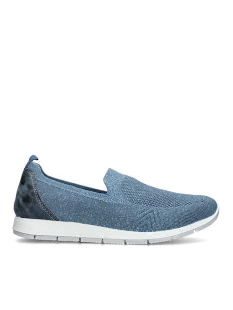 SNEAKERS SLIP ON IN TESSUTO E PELLE DONNA CELESTE