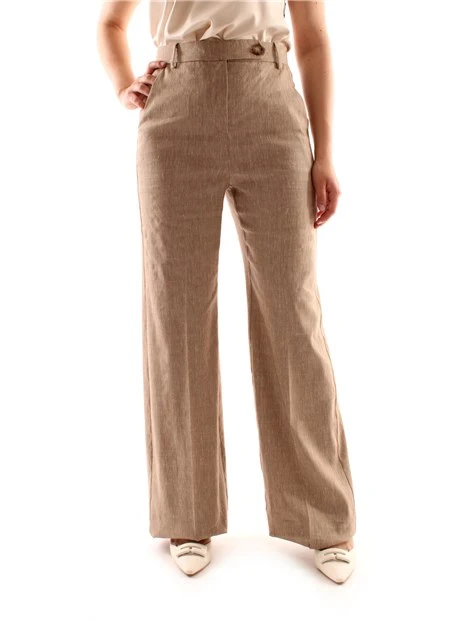 Vicolo pantaloni palazzo donna misto lino nero main image 1