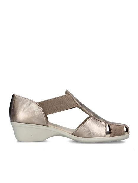 SANDALI TACCO BASSO CON ELASTICI DONNA BEIGE