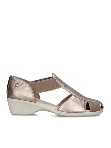 SANDALI TACCO BASSO CON ELASTICI DONNA BEIGE