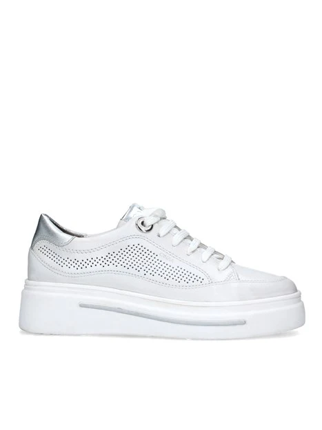 SNEAKERS PLATFORM CON INSERTI ARGENTO DONNA BIANCO