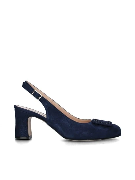 SLINGBACK IN PELLE CON INSERTO STRASS DONNA BLU