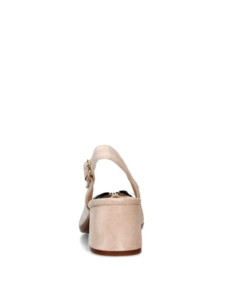 SLINGBACK ZAHARA IN CAMOSCIO CON INSERTO DORATO DONNA ROSA