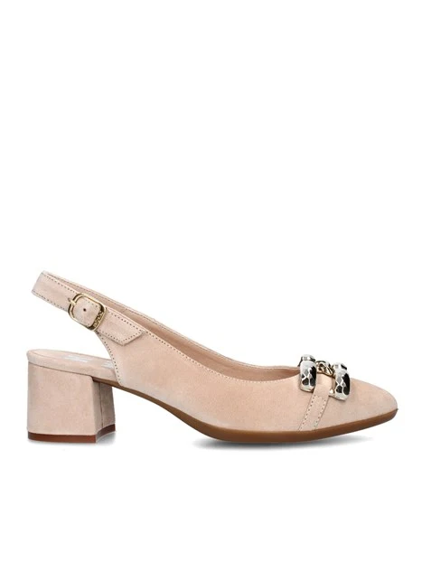 SLINGBACK ZAHARA IN CAMOSCIO CON INSERTO DORATO DONNA ROSA