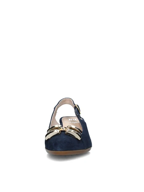 SLINGBACK ZAHARA IN CAMOSCIO CON INSERTO DORATO DONNA BLU