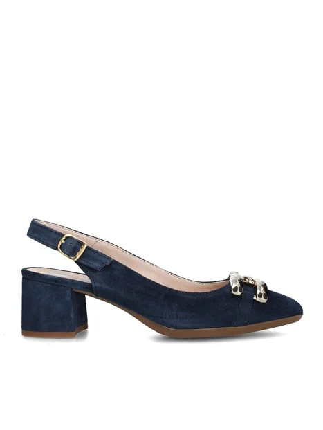 SLINGBACK ZAHARA IN CAMOSCIO CON INSERTO DORATO DONNA BLU