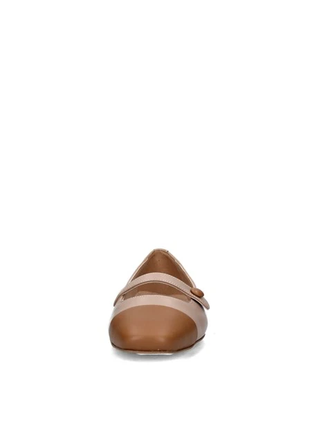 BALLERINE IN PELLE CON PUNTA MARRONE DONNA BEIGE