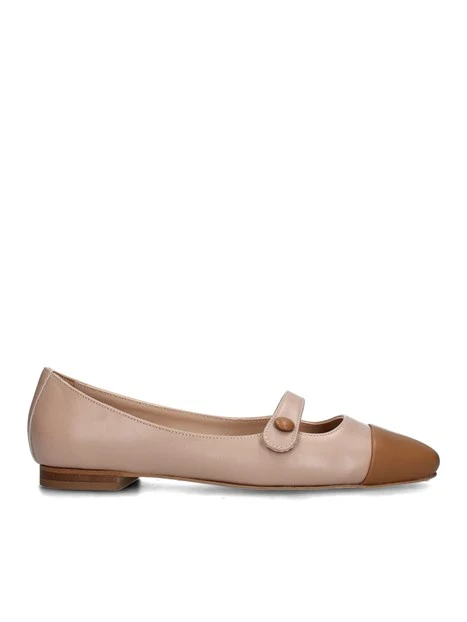 BALLERINE IN PELLE CON PUNTA MARRONE DONNA BEIGE