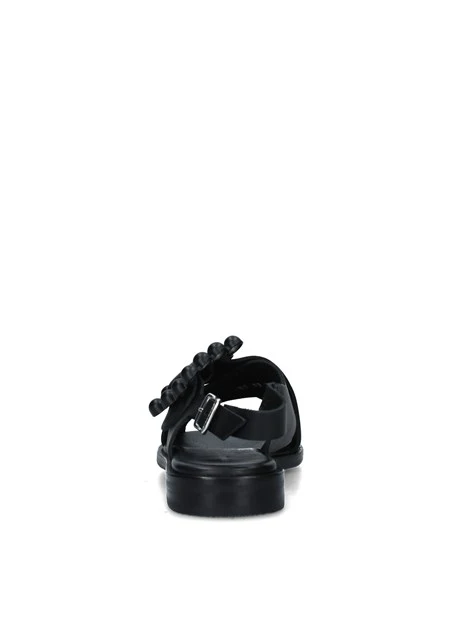 SANDALI TACCO BASSO CON FIBBIA A PALLINE DONNA NERO