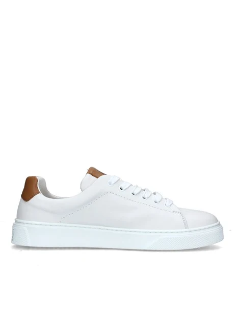 SNEAKERS BASSE CON LOGO A FORI UOMO BIANCO MARRONE