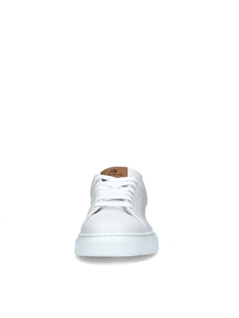 SNEAKERS BASSE CON LOGO A FORI UOMO BIANCO MARRONE