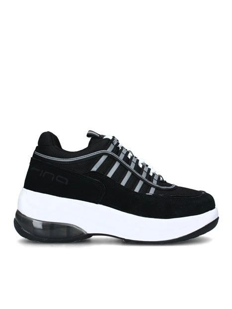 SNEAKERS PLATFORM UP BICOLORE DONNA NERO BIANCO