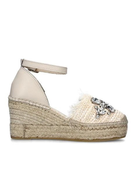 ESPADRILLAS CON ZEPPA E GIOIELLO DONNA BEIGE