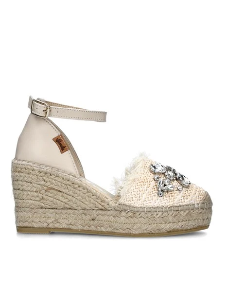 ESPADRILLAS CON ZEPPA E GIOIELLO DONNA BEIGE