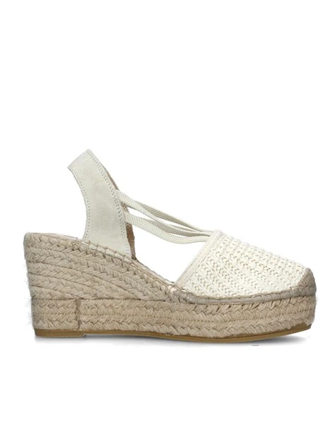 ESPADRILLAS CON ZEPPA E LOGHETTO DONNA BEIGE BIANCO