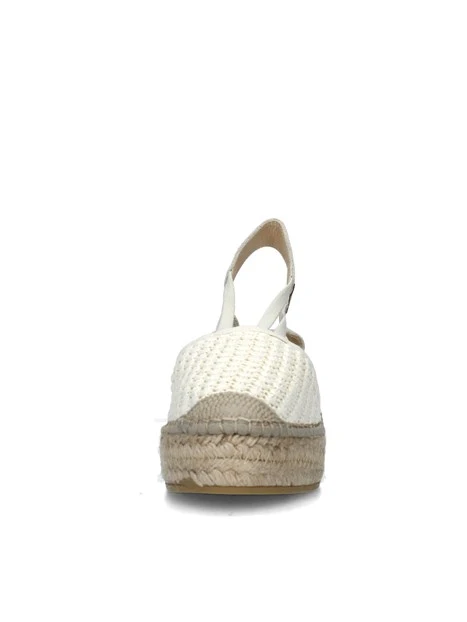 ESPADRILLAS CON ZEPPA E LOGHETTO DONNA BEIGE BIANCO