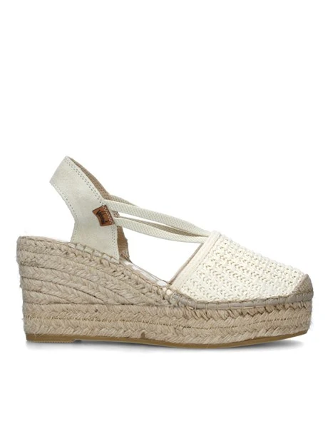 ESPADRILLAS CON ZEPPA E LOGHETTO DONNA BEIGE BIANCO