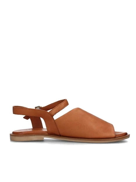 SANDALI TACCO BASSO OUTSOLE CON CINTURINO REGOLABILE DONNA CUOIO