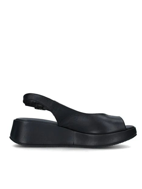 SANDALI CON ZEPPA E CINTURINO REGOLABILE OUTSOLE DONNA NERO