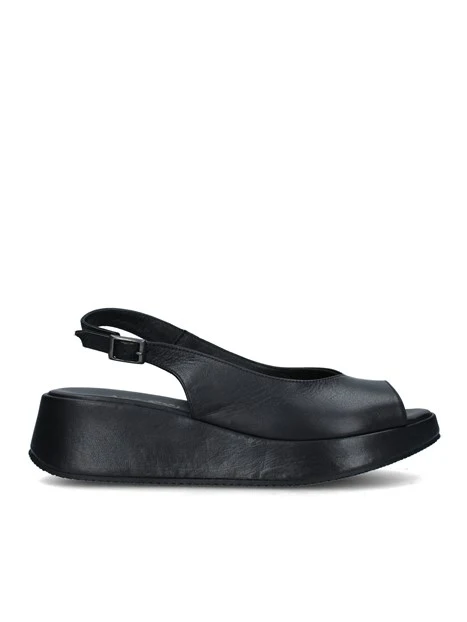 SANDALI CON ZEPPA E CINTURINO REGOLABILE OUTSOLE DONNA NERO