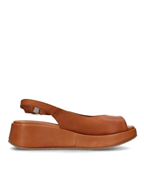 SANDALI CON ZEPPA E CINTURINO REGOLABILE OUTSOLE DONNA CUOIO