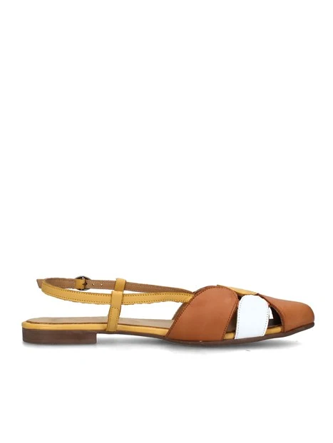 SLINGBACK BICOLORE IN PELLE DONNA GIALLO BIANCO