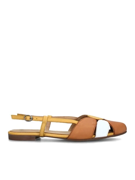 SLINGBACK BICOLORE IN PELLE DONNA GIALLO BIANCO