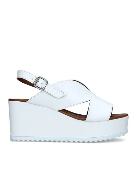 SANDALI CON ZEPPA IN PELLE DONNA BIANCO