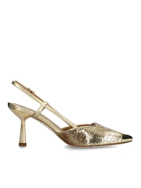 SLINGBACK IN PELLE CON TRAMA PAILLETTES DONNA ORO